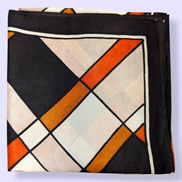 V. Red-Orange Satin Acetate Scarf - Picture 3 of 7